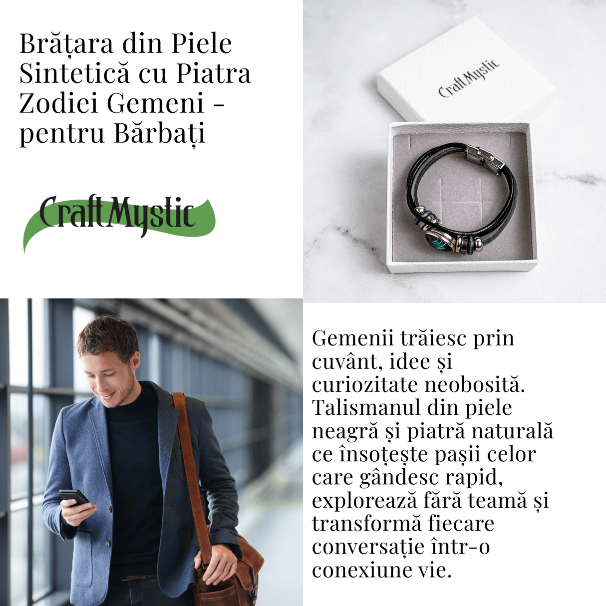 Bratara Fixa zodia Berbec din Piele Sintetica cu Cabochon Rotund - Semn Zodiacal Personalizat pentru Stil si Conexiune Astrologica