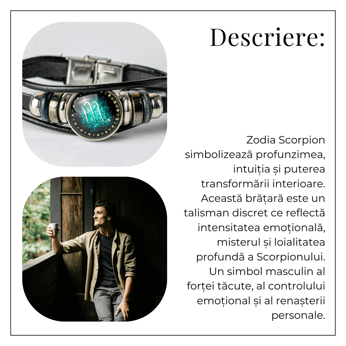 Bratara Fixa zodia Berbec din Piele Sintetica cu Cabochon Rotund - Semn Zodiacal Personalizat pentru Stil si Conexiune Astrologica