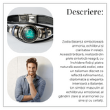 Bratara Fixa zodia Berbec din Piele Sintetica cu Cabochon Rotund - Semn Zodiacal Personalizat pentru Stil si Conexiune Astrologica