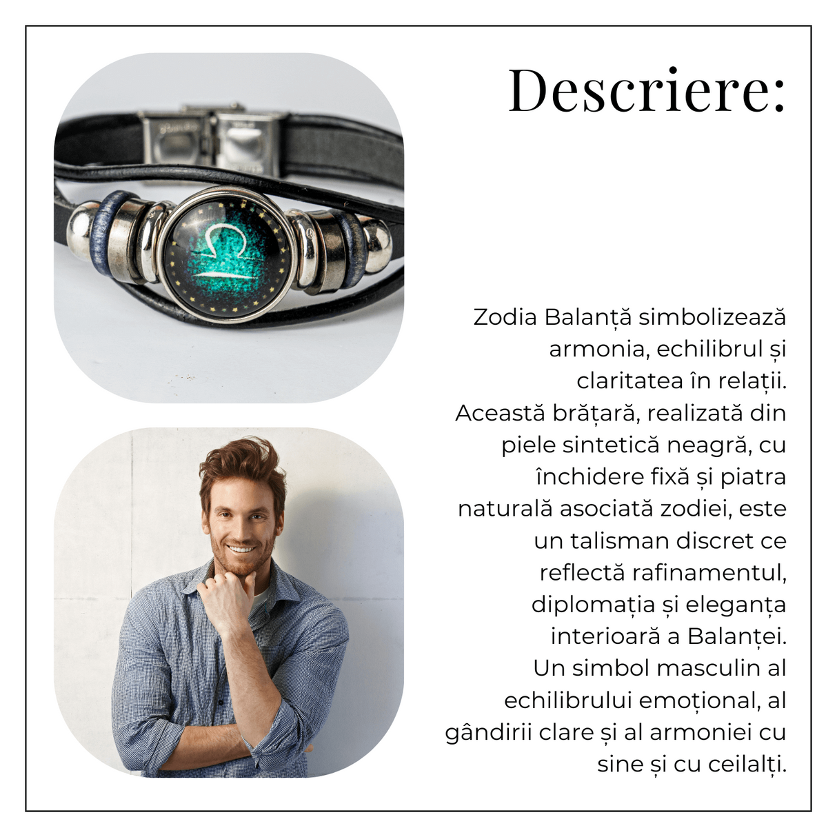 Bratara Fixa zodia Berbec din Piele Sintetica cu Cabochon Rotund - Semn Zodiacal Personalizat pentru Stil si Conexiune Astrologica