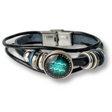 Bratara Fixa zodia Berbec din Piele Sintetica cu Cabochon Rotund - Semn Zodiacal Personalizat pentru Stil si Conexiune Astrologica