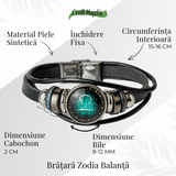 Bratara Fixa zodia Berbec din Piele Sintetica cu Cabochon Rotund - Semn Zodiacal Personalizat pentru Stil si Conexiune Astrologica