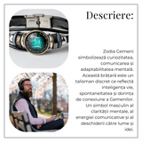 Bratara Fixa zodia Berbec din Piele Sintetica cu Cabochon Rotund - Semn Zodiacal Personalizat pentru Stil si Conexiune Astrologica