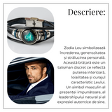 Bratara Fixa zodia Berbec din Piele Sintetica cu Cabochon Rotund - Semn Zodiacal Personalizat pentru Stil si Conexiune Astrologica