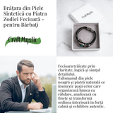 Bratara Fixa zodia Berbec din Piele Sintetica cu Cabochon Rotund - Semn Zodiacal Personalizat pentru Stil si Conexiune Astrologica