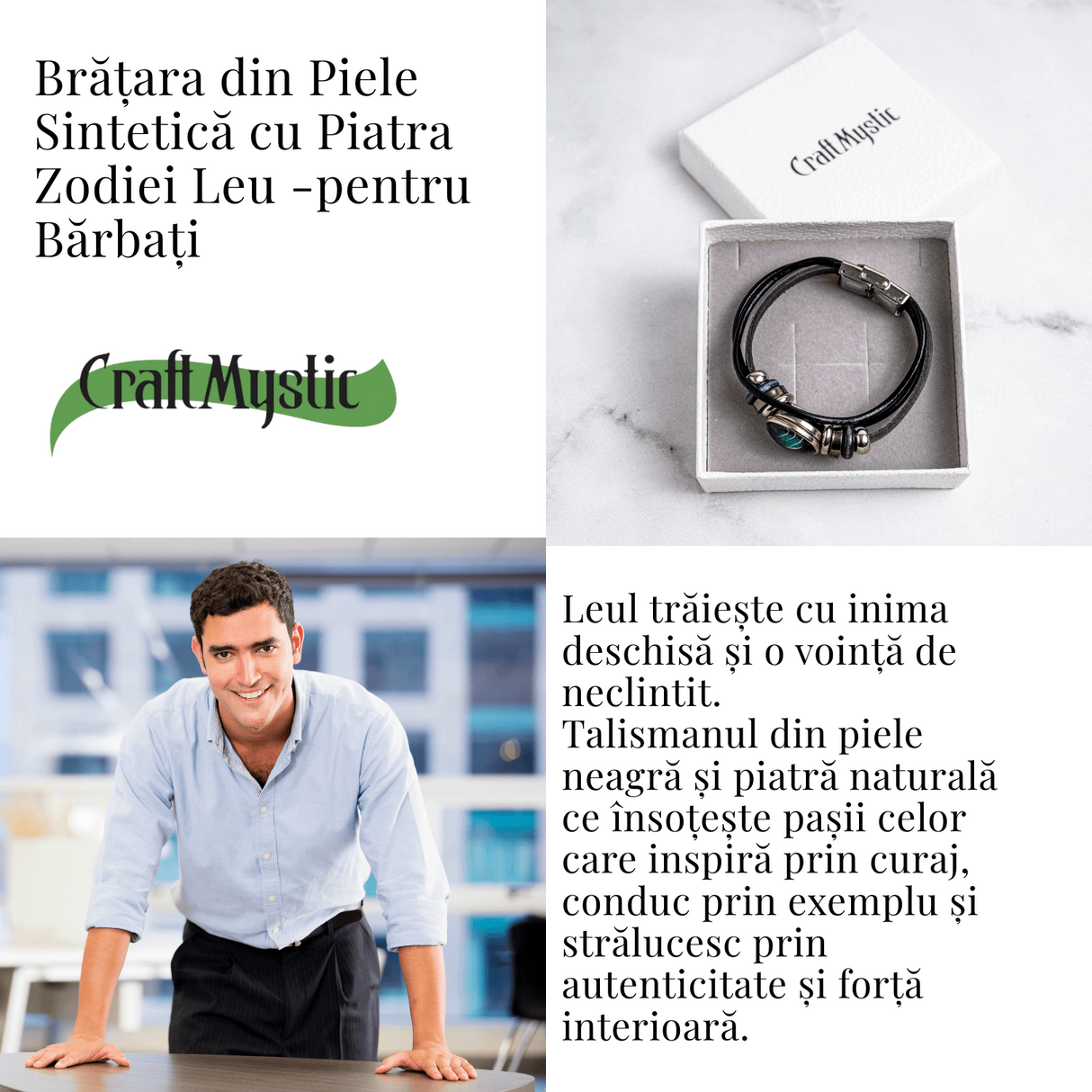 Bratara Fixa zodia Berbec din Piele Sintetica cu Cabochon Rotund - Semn Zodiacal Personalizat pentru Stil si Conexiune Astrologica