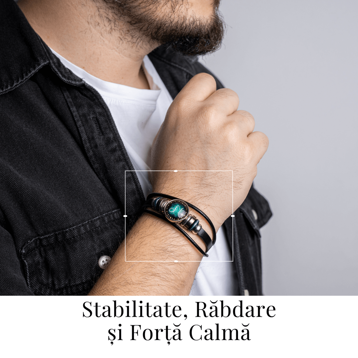 Bratara Fixa zodia Berbec din Piele Sintetica cu Cabochon Rotund - Semn Zodiacal Personalizat pentru Stil si Conexiune Astrologica