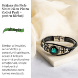 Bratara Fixa zodia Berbec din Piele Sintetica cu Cabochon Rotund - Semn Zodiacal Personalizat pentru Stil si Conexiune Astrologica