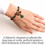 Bratara naturala Jasp rosu, verde fatetat - cadou unic festiv