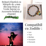 Bratara Jasp Rosu, Verde cu Bradut si Clopotei - Protectie si Echilibru
