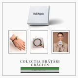 Bratara naturala Jasp rosu si verde fatetat cu accesoriu ren si clopotei - energie si eleganta