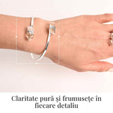 Bratara Metalica Argintie cu Dublu Cristal de Stanca, Claritate si Energie