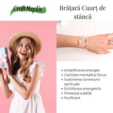 Bratara Metalica Argintie cu Dublu Cristal de Stanca, Claritate si Energie