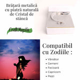 Bratara Metalica Argintie cu Dublu Cristal de Stanca, Claritate si Energie