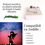Bratara Metalica Aurie cu Dublu Kianit (cianit) Albastru, Claritate si Armonie