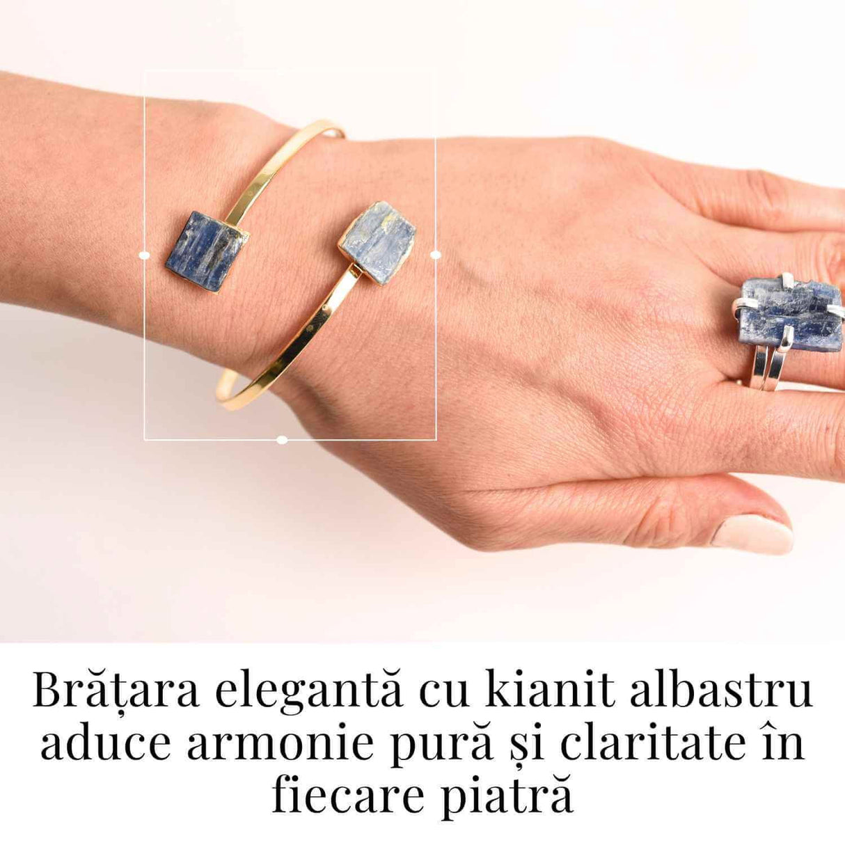Bratara Metalica Aurie cu Dublu Kianit (cianit) Albastru, Claritate si Armonie