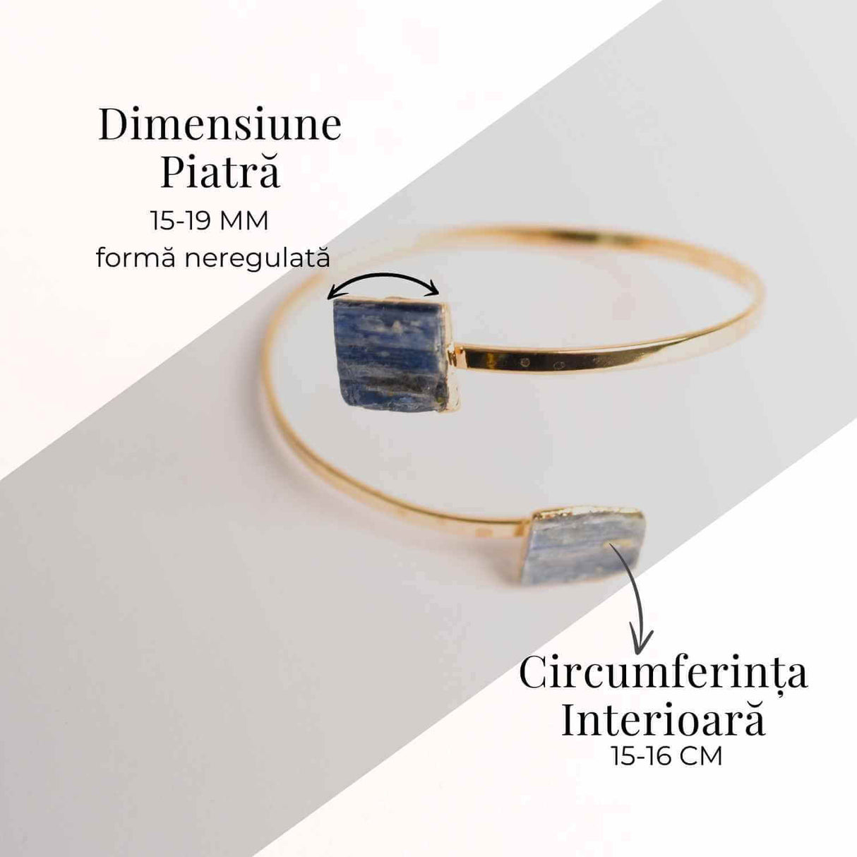 Bratara Metalica Aurie cu Dublu Kianit (cianit) Albastru, Claritate si Armonie