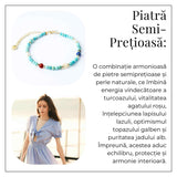 Bratara Multigem - Turcoaz, Agat Rosu, Lapis Lazuli, Jad Alb, Topaz Galben si Perla Naturala - Energie Pozitiva si Armonie