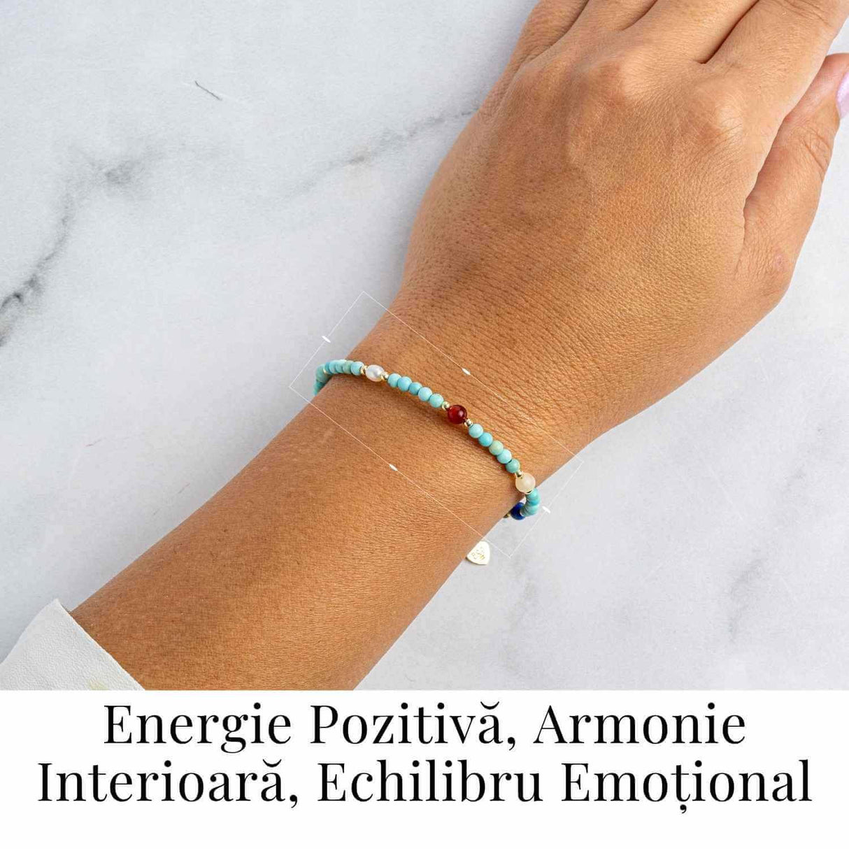 Bratara Multigem - Turcoaz, Agat Rosu, Lapis Lazuli, Jad Alb, Topaz Galben si Perla Naturala - Energie Pozitiva si Armonie