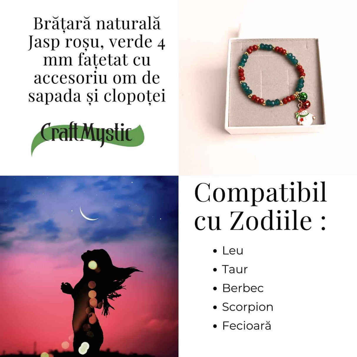 Bratara naturala Jasp rosu, verde fatetat - cadou unic festiv