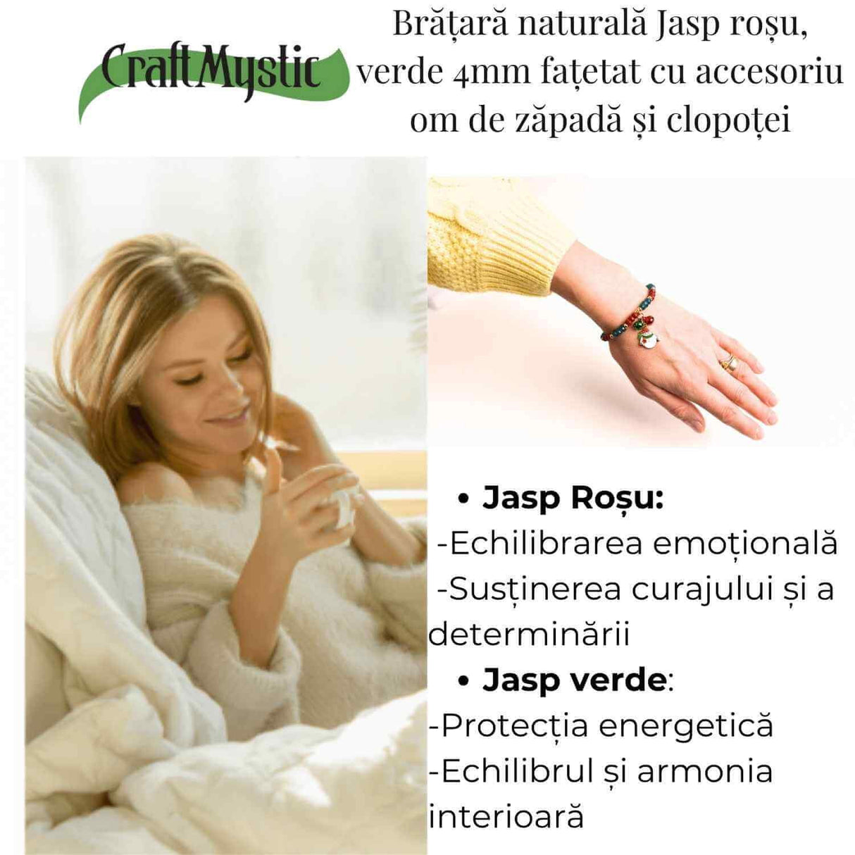 Bratara naturala Jasp rosu, verde fatetat - cadou unic festiv