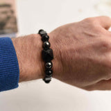 Bratara Ajustabila Impletita cu Margele de 8mm si Piramida din Obsidian si Hematit - Cadou cu Semnificatie