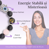 Bratara pentru Zodii cu Margele de Obsidian, Pandantiv Mana Fatimei si Ochiul "Rau"