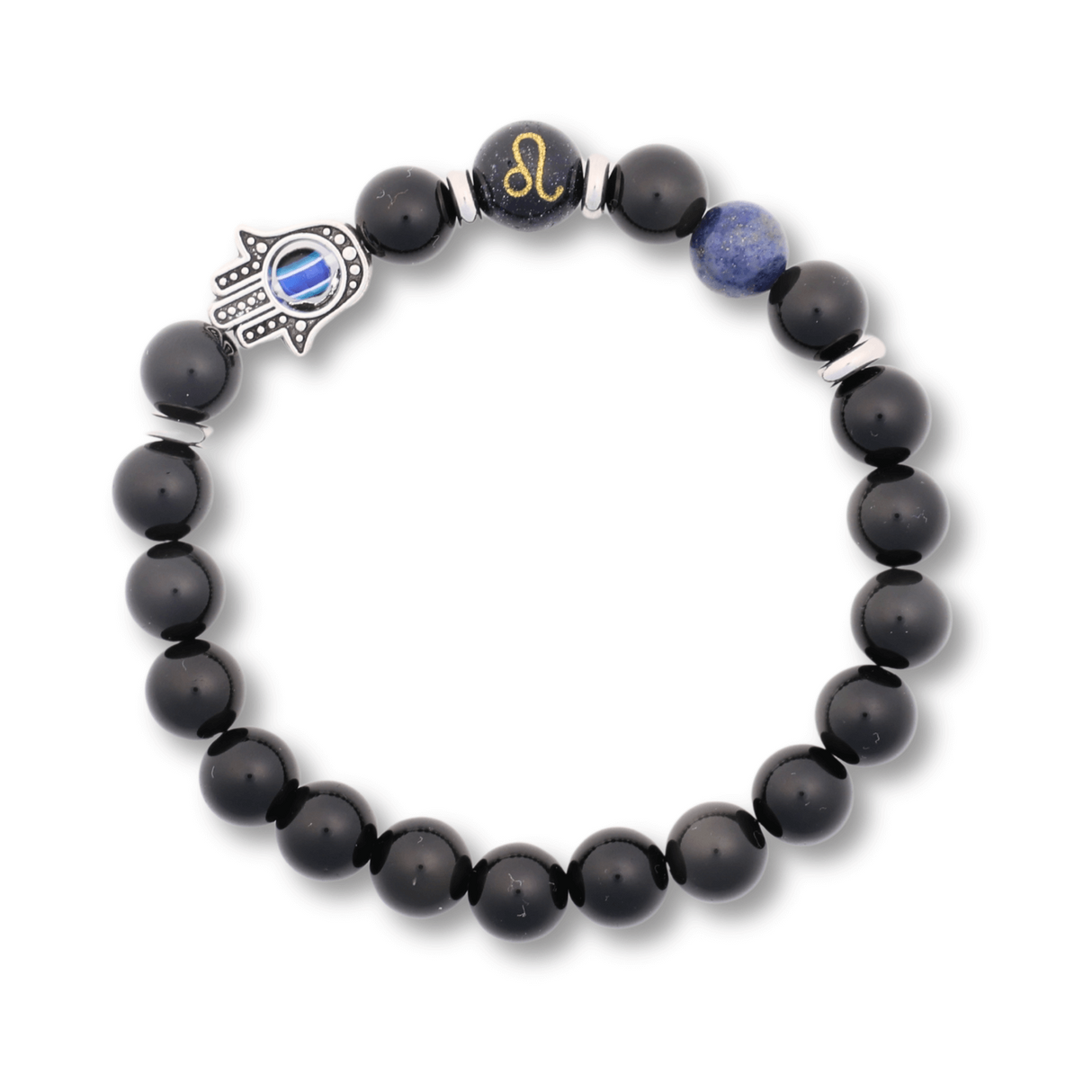 Bratara pentru Zodii cu Margele de Obsidian, Pandantiv Mana Fatimei si Ochiul "Rau"