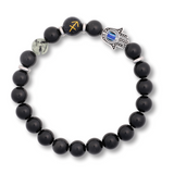Bratara pentru Zodii cu Margele de Obsidian, Pandantiv Mana Fatimei si Ochiul "Rau"