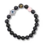 Bratara pentru Zodii cu Margele de Obsidian, Pandantiv Mana Fatimei si Ochiul "Rau"