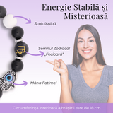 Bratara pentru Zodii cu Margele de Obsidian, Pandantiv Mana Fatimei si Ochiul "Rau"