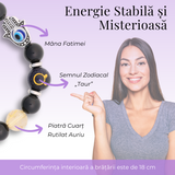 Bratara pentru Zodii cu Margele de Obsidian, Pandantiv Mana Fatimei si Ochiul "Rau"