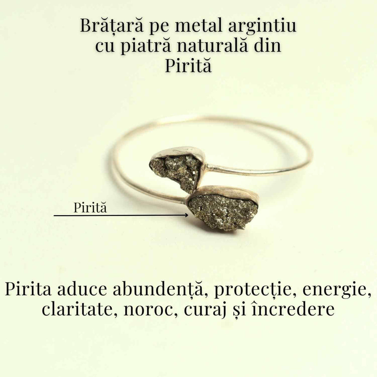 Bratara Pirita cu metal argintiu - Noroc si protectie zilnica