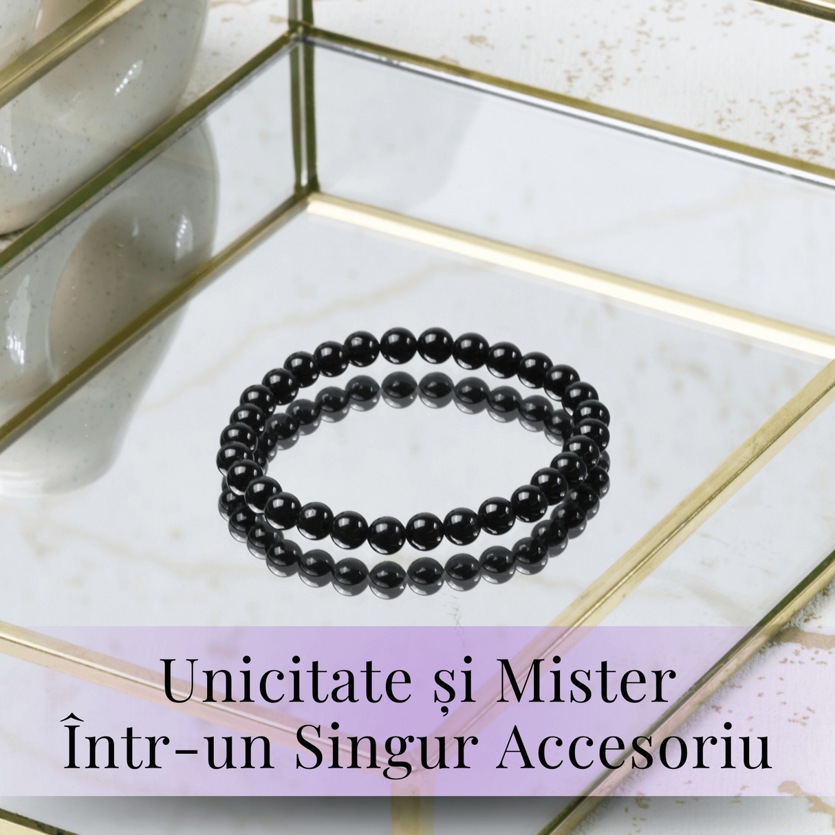 Bratara Elastica cu Margele de Turmalina Neagra de 6mm - Talisman Protector si Stilat