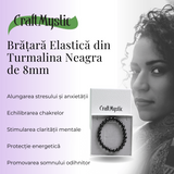 Bratara Elastica cu Margele de Turmalina Neagra de 8mm - Protectie si Echilibru