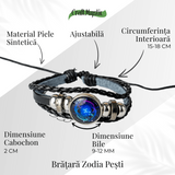 Bratara Zodia Berbec ajustabila din Piele Sintetica cu Cabochon Rotund - Simbol Astrologic Personalizat pentru Energie si Identitate Astrala