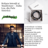 Bratara Zodia Berbec ajustabila din Piele Sintetica cu Cabochon Rotund - Simbol Astrologic Personalizat pentru Energie si Identitate Astrala