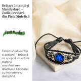 Bratara Zodia Berbec ajustabila din Piele Sintetica cu Cabochon Rotund - Simbol Astrologic Personalizat pentru Energie si Identitate Astrala