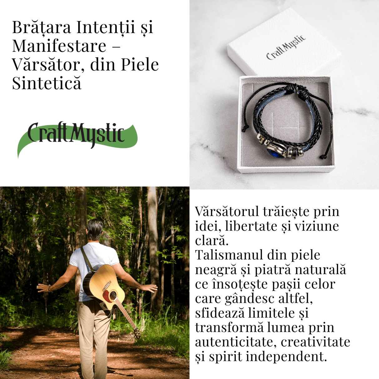 Bratara Zodia Berbec ajustabila din Piele Sintetica cu Cabochon Rotund - Simbol Astrologic Personalizat pentru Energie si Identitate Astrala
