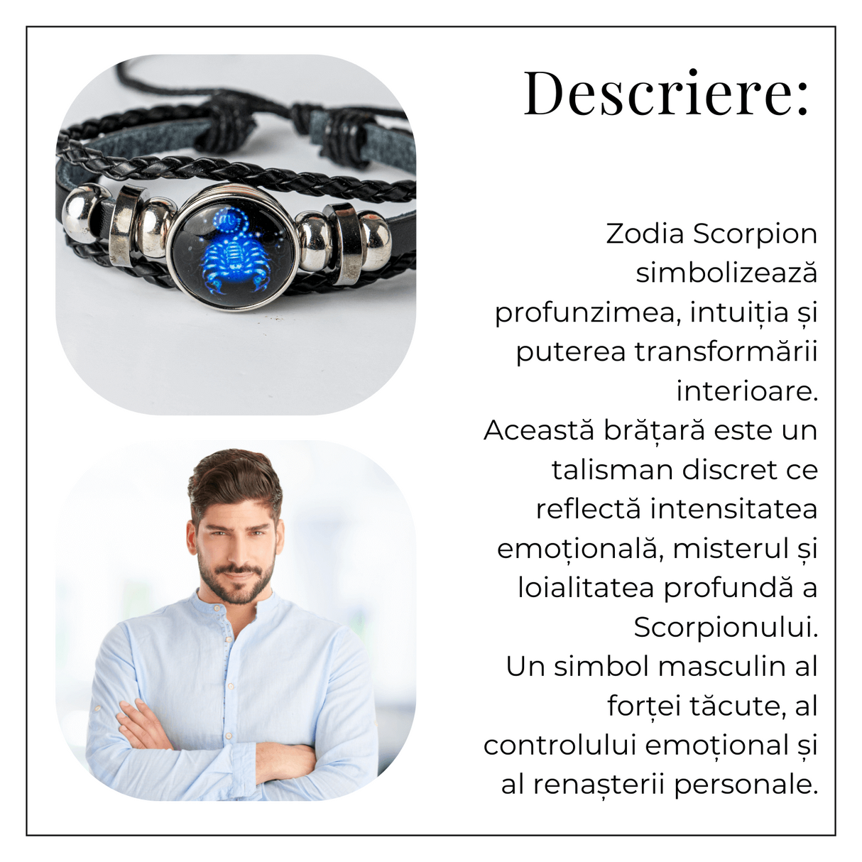Bratara Zodia Berbec ajustabila din Piele Sintetica cu Cabochon Rotund - Simbol Astrologic Personalizat pentru Energie si Identitate Astrala