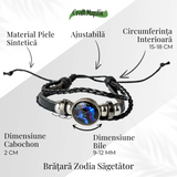 Bratara Zodia Berbec ajustabila din Piele Sintetica cu Cabochon Rotund - Simbol Astrologic Personalizat pentru Energie si Identitate Astrala