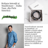 Bratara Zodia Berbec ajustabila din Piele Sintetica cu Cabochon Rotund - Simbol Astrologic Personalizat pentru Energie si Identitate Astrala