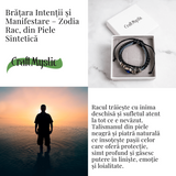 Bratara Zodia Berbec ajustabila din Piele Sintetica cu Cabochon Rotund - Simbol Astrologic Personalizat pentru Energie si Identitate Astrala