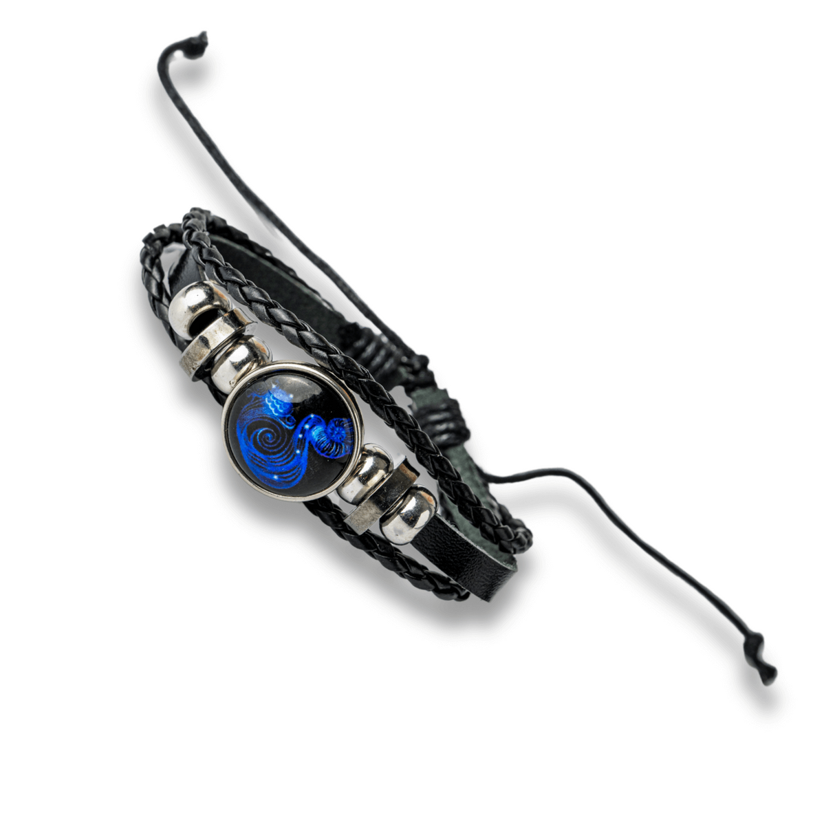 Bratara Zodia Berbec ajustabila din Piele Sintetica cu Cabochon Rotund - Simbol Astrologic Personalizat pentru Energie si Identitate Astrala