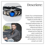 Bratara Zodia Berbec ajustabila din Piele Sintetica cu Cabochon Rotund - Simbol Astrologic Personalizat pentru Energie si Identitate Astrala