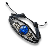 Bratara Zodia Berbec ajustabila din Piele Sintetica cu Cabochon Rotund - Simbol Astrologic Personalizat pentru Energie si Identitate Astrala