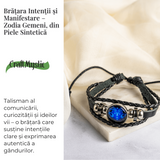 Bratara Zodia Berbec ajustabila din Piele Sintetica cu Cabochon Rotund - Simbol Astrologic Personalizat pentru Energie si Identitate Astrala