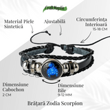 Bratara Zodia Berbec ajustabila din Piele Sintetica cu Cabochon Rotund - Simbol Astrologic Personalizat pentru Energie si Identitate Astrala