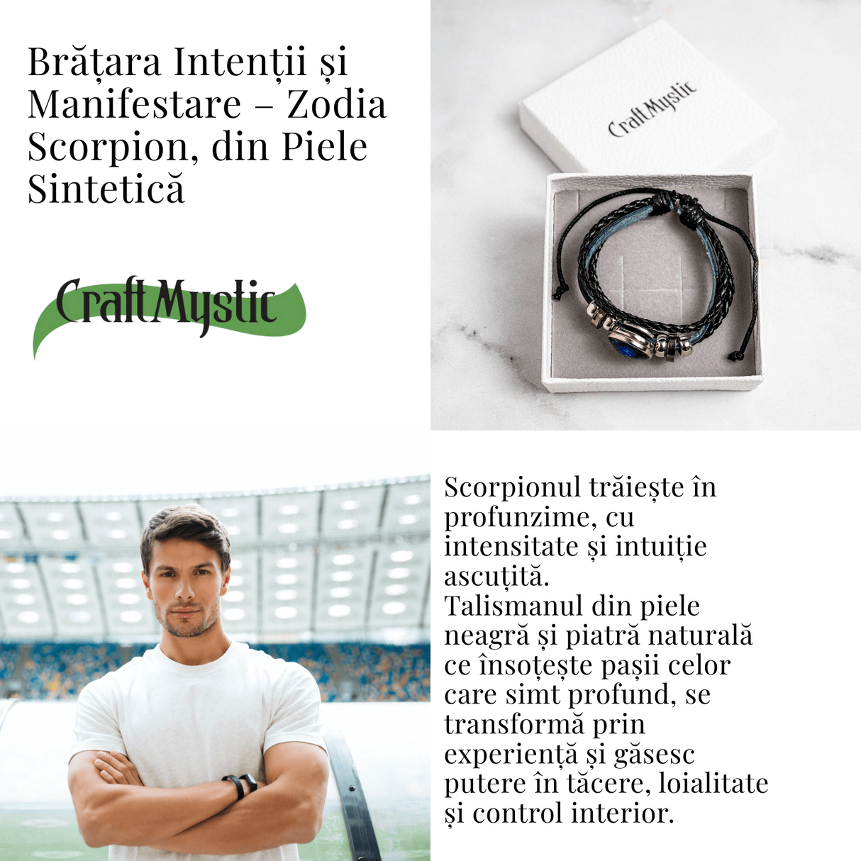 Bratara Zodia Berbec ajustabila din Piele Sintetica cu Cabochon Rotund - Simbol Astrologic Personalizat pentru Energie si Identitate Astrala