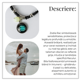 Bratara Zodiacala Ajustabila din Sfoara Cerata si Piele Sintetica - Cabochon Rotund cu Semn Zodiacal si Bila Fosforescenta
